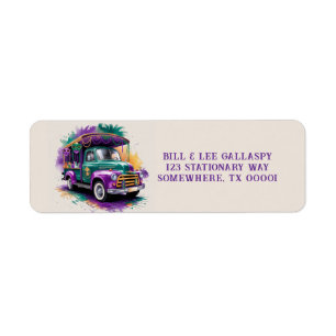 Vintage Truck Mardi Gras Celebration Address Return Address Label