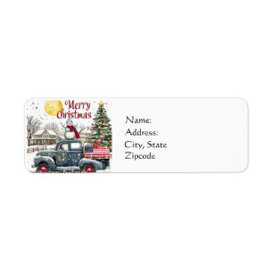 Vintage Truck Merry Christmas Address Labels