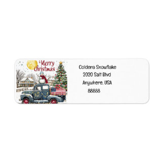 Vintage Truck Merry Christmas Address Labels