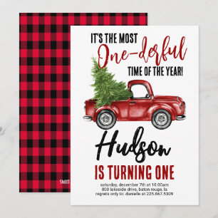 Vintage Truck Onederful First Birthday Invitation