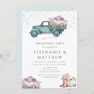 Vintage Truck Pumpkin and Floral Engagement Party  Invitation