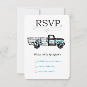 Vintage Truck RSVP Getting Hitched Retro RSVP Card