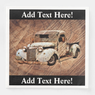 Vintage Truck Rustic Wood Paper Dinner Napkins