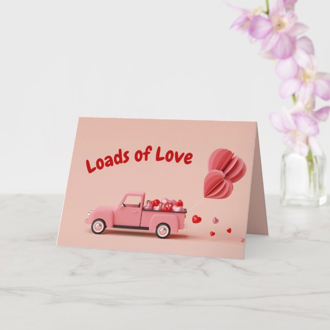 Vintage Truck Valentine's Day Card (Orchid)