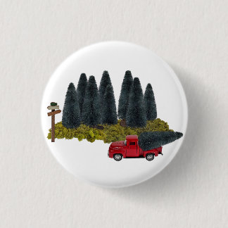 Vintage Truck with Christmas Tree 3 Cm Round Badge