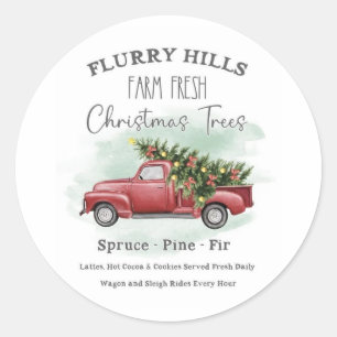 Vintage Truck With Christmas Tree Farm Fresh Classic Round Sticker