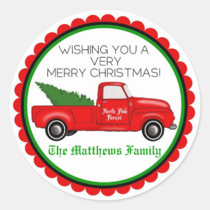 Vintage Truck with Christmas Tree Stickers