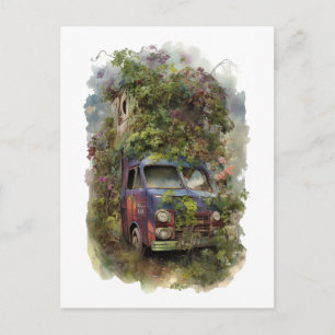 Vintage Truck with Flowers Postcard