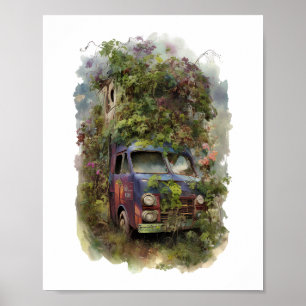 Vintage Truck with Flowers  Poster