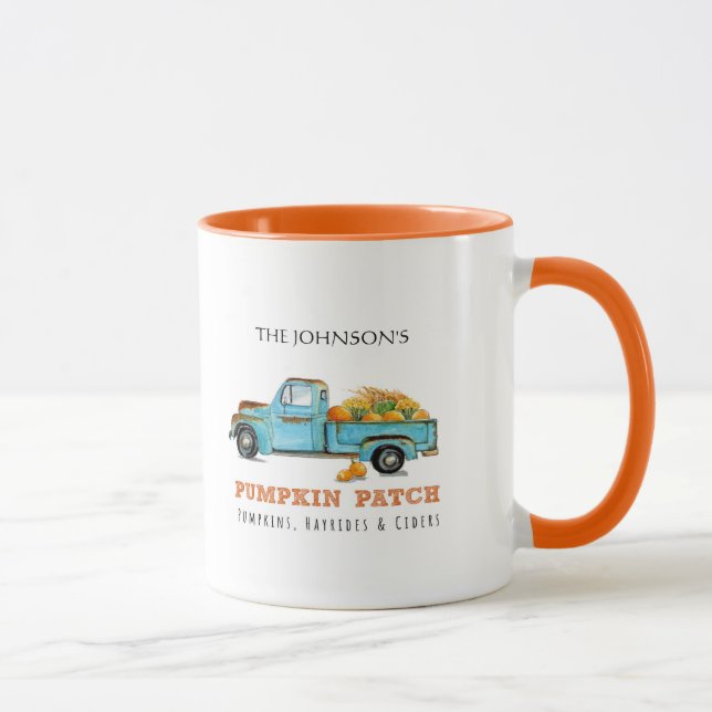 Vintage Truck with Pumpkin Personalised  Mug (Right)