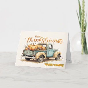 Vintage Truck with Pumpkins – Happy Thanksgiving Holiday Card