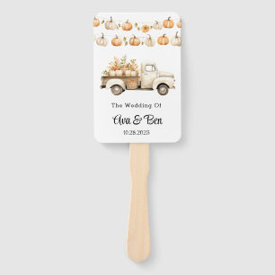 Vintage Truck with Pumpkins Wedding Hand Fan
