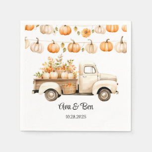 Vintage Truck with Pumpkins Wedding Napkin