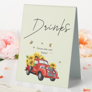 Vintage Truck with Sunflowers Baby Shower Drinks