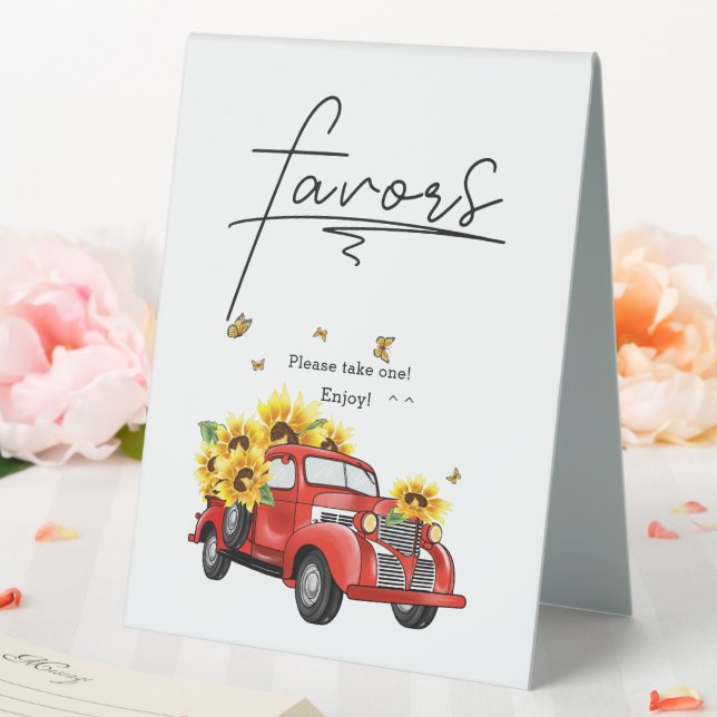 Vintage Truck with Sunflowers Baby Shower Favour (In SItu (Wedding))