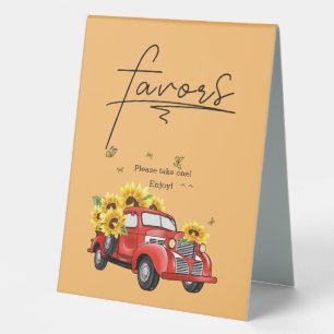 Vintage Truck with Sunflowers Baby Shower Favour