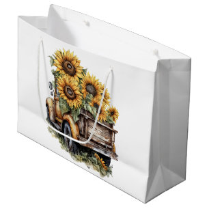 Vintage Truck With Sunflowers Large Gift Bag