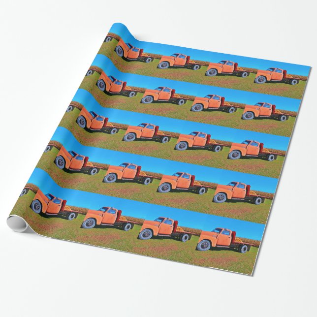 Vintage Truck Wrapping Paper (Unrolled)