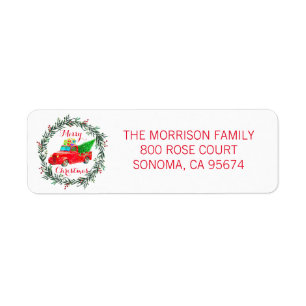Vintage Truck & Wreath Christmas Return Address Label