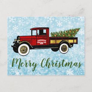 Vintage Truck Your Christmas Tree Farm Postcard