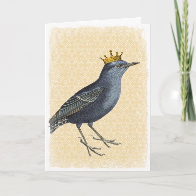 Vintage True Blue Bird with Gold Crown Card (Front)