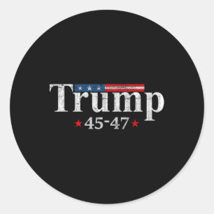 Vintage Trump 2024 Retro Us Flag 45-47 Trump Classic Round Sticker