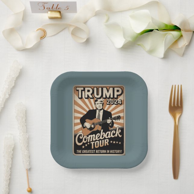 Vintage TRUMP 2024 Rocks COMEBACK TOUR  Paper Plate (Wedding)