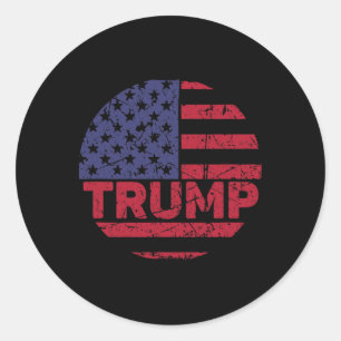 Vintage Trump American Flag Classic Round Sticker