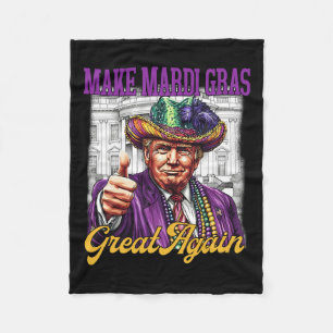 Vintage Trump Make Mardi Gras Great Again Funny Co Fleece Blanket