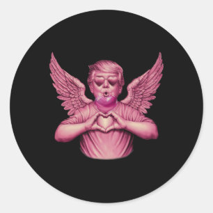 Vintage Trump Valentine Pink Bubble Gum Heart Funn Classic Round Sticker