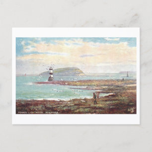 Vintage Trwyn Du Lighthouse in Wales Postcard