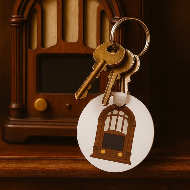 Vintage Tube Radio Antique Wooden Stereo Key Ring (Creator Uploaded)