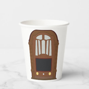 Vintage Tube Radio Antique Wooden Stereo Paper Cups