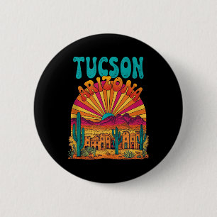 Vintage Tucson Arizona Desert Sunset Skyline Citys 6 Cm Round Badge