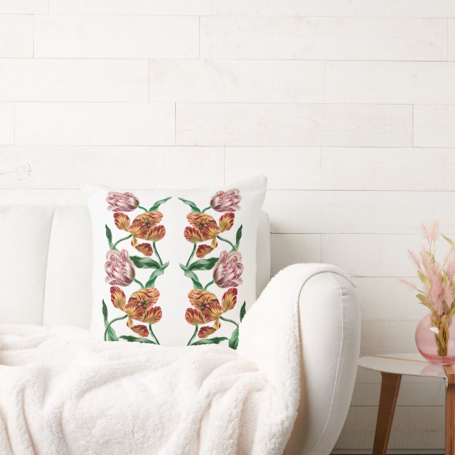 Vintage Tulip Botanical Illustration Cushion (Couch)