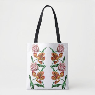 Vintage Tulip Botanical Illustration Tote Bag