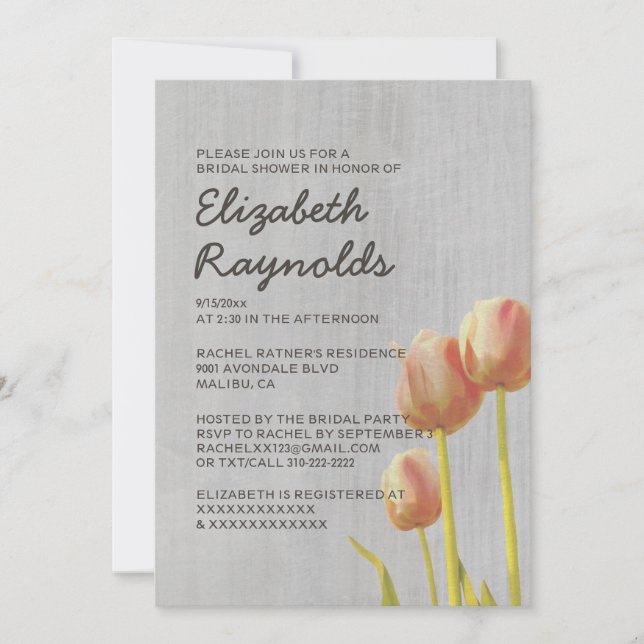 Vintage Tulip Bridal Shower Invitations (Front)
