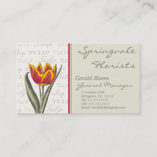 Vintage Tulip Business Card for Florist, Gardener