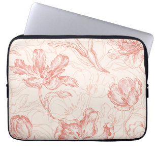 Vintage Tulip Floral Pattern Laptop Sleeve
