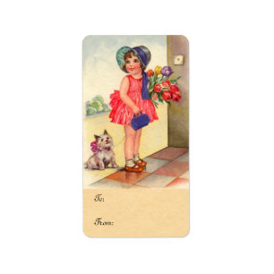 Vintage Tulip Girl Gift Labels
