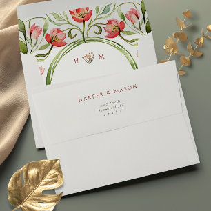 Vintage Tulip Wedding Envelope