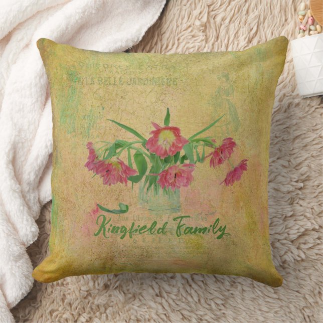 Vintage Tulips Cushion (Blanket)