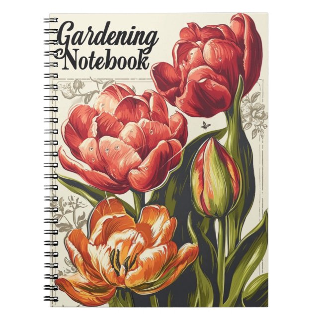 Vintage tulips gardening notebook (Front)