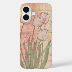 Vintage Tulips on Floral Background iPhone 16 Case
