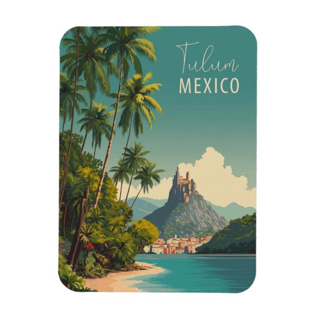 Vintage Tulum Mexico Travel Magnet (Vertical)