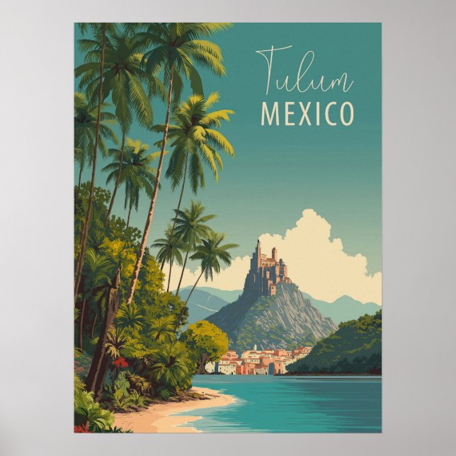 Vintage Tulum Mexico Travel Poster (Front)