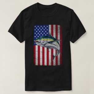 Vintage Tuna Fishing American Flag Fisherman  T-Shirt