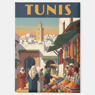 Vintage Tunis Tunisia Travel Magnet