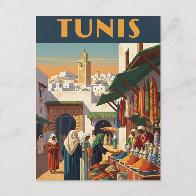 Vintage Tunis Tunisia Travel Postcard (Front)