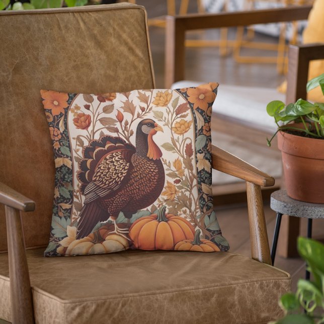 Vintage Turkey and Pumpkins Autumn Cushion (Creator Uploaded)